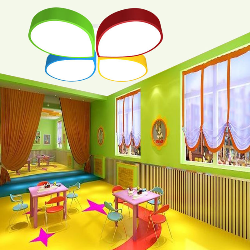 Macaron 4 - Petal Flower Led Ceiling Flush Mount Lamp - 23.5’/35.5’ Width Red - Yellow - Blue -