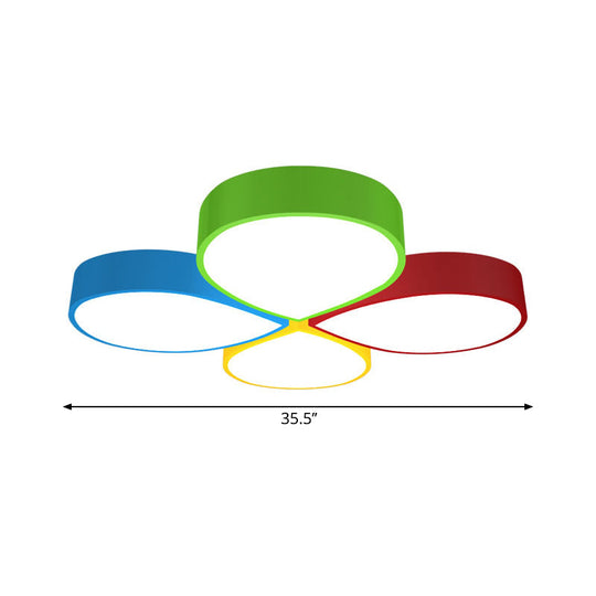 Macaron 4 - Petal Flower Led Ceiling Flush Mount Lamp - 23.5’/35.5’ Width Red - Yellow - Blue -