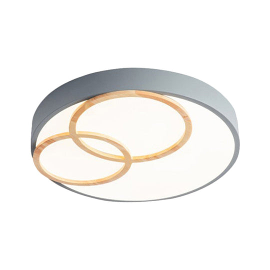 Nordic Flush Ceiling Light | Grey/White Rounded 14’/18’/21.5’ Width Led Metallic Fixture