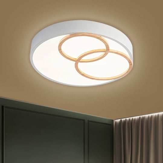 Nordic Flush Ceiling Light | Grey/White Rounded 14’/18’/21.5’ Width Led Metallic Fixture