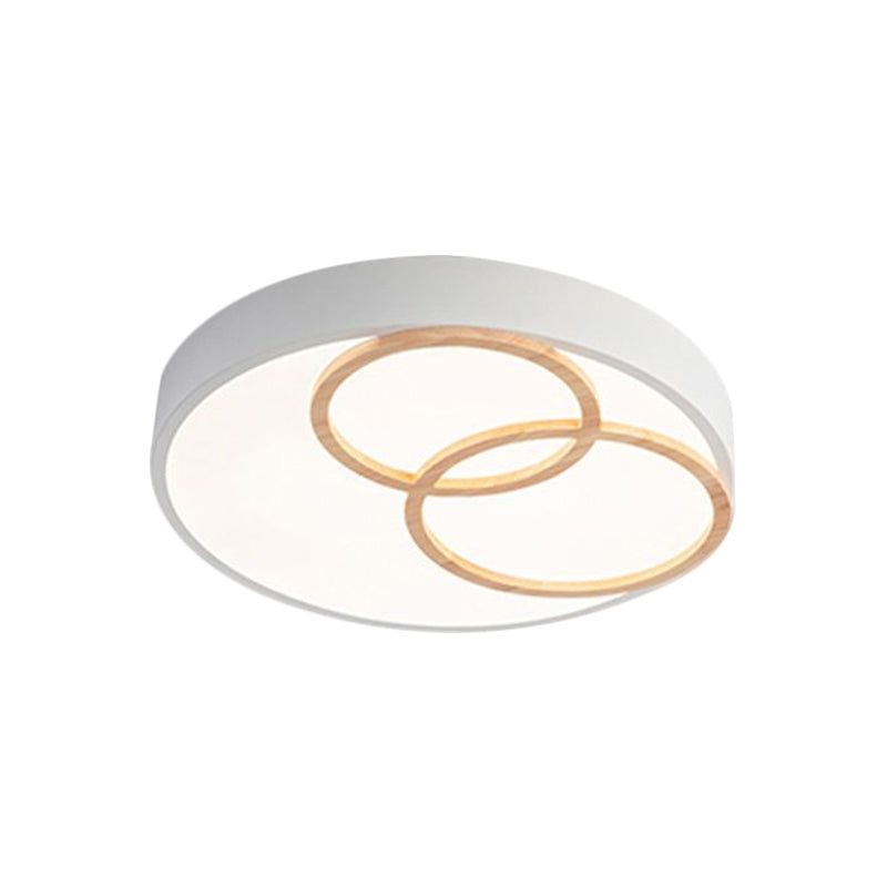 Nordic Flush Ceiling Light | Grey/White Rounded 14’/18’/21.5’ Width Led Metallic Fixture