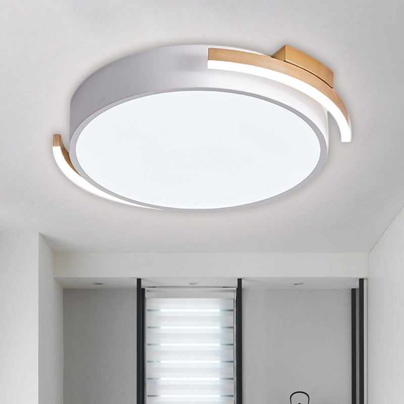 Round Flush Mount Modern Metallic Led Lighting - 19.5’/25.5’ Diameter Black/White Warm/White Light