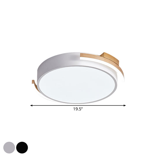 Round Flush Mount Modern Metallic Led Lighting - 19.5/25.5 Diameter Black/White Warm/White Light