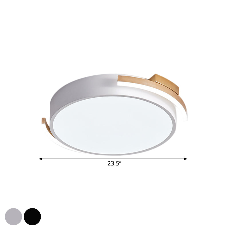 Round Flush Mount Modern Metallic Led Lighting - 19.5/25.5 Diameter Black/White Warm/White Light