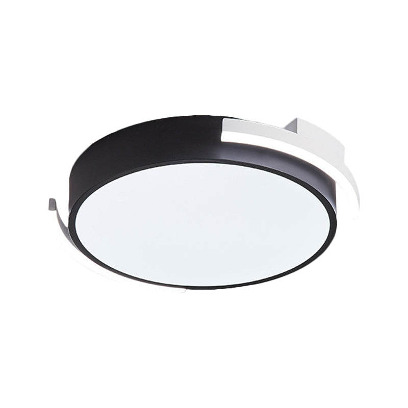 Round Flush Mount Modern Metallic Led Lighting - 19.5’/25.5’ Diameter Black/White Warm/White Light