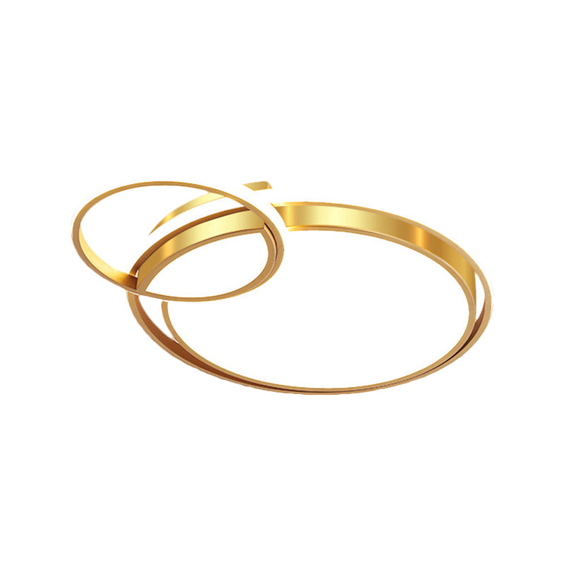 Modernist Led Gold Metal Crossed Flush Mount Ceiling Light Fixture For Bedroom 16.6’/20.5’ W