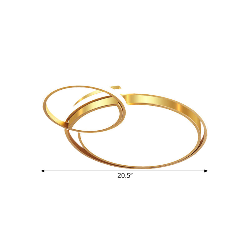 Modernist Led Gold Metal Crossed Flush Mount Ceiling Light Fixture For Bedroom 16.6’/20.5’ W