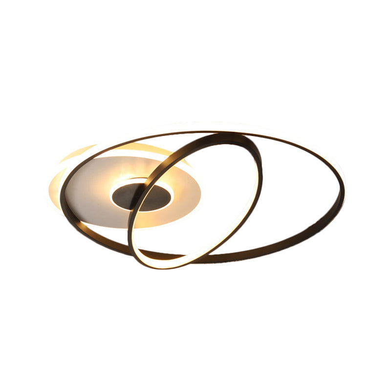 Customizable Contemporary Led Flush Mount Lamp - Black Metal Finish 3 Width Options (7 - Day