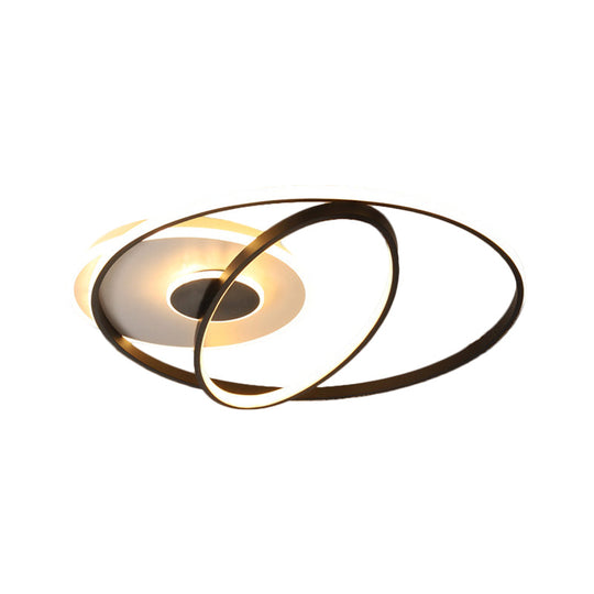 Customizable Contemporary Led Flush Mount Lamp - Black Metal Finish 3 Width Options (7 - Day