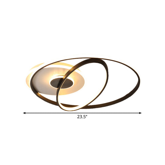 Customizable Contemporary Led Flush Mount Lamp - Black Metal Finish 3 Width Options (7 - Day