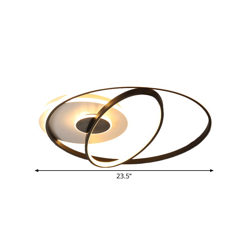 Customizable Contemporary Led Flush Mount Lamp - Black Metal Finish 3 Width Options (7-Day