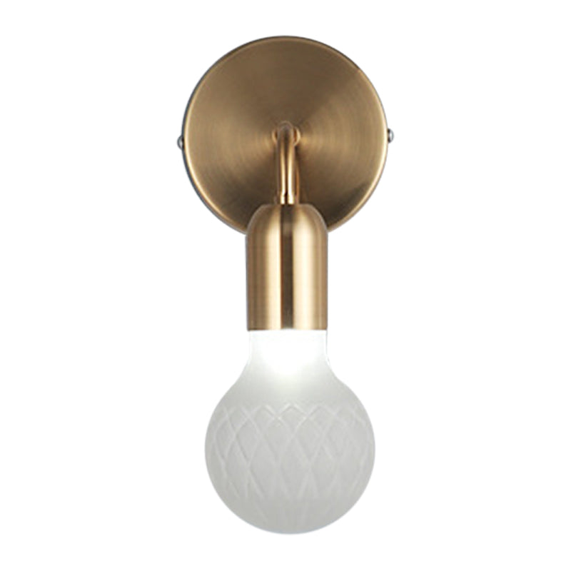 Vintage Teardrop Sitting Room Sconce Light - Textured White/Clear Lattice Glass Gold Wall Lighting