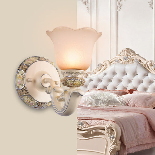 Pink Opaline Glass Wall Mounted Flower Light For Drawing Room