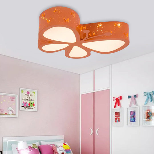 Cartoon Butterfly Led Ceiling Lamp For Girls’ Room - Flushmount Acrylic Light Orange / 19.5’ Warm