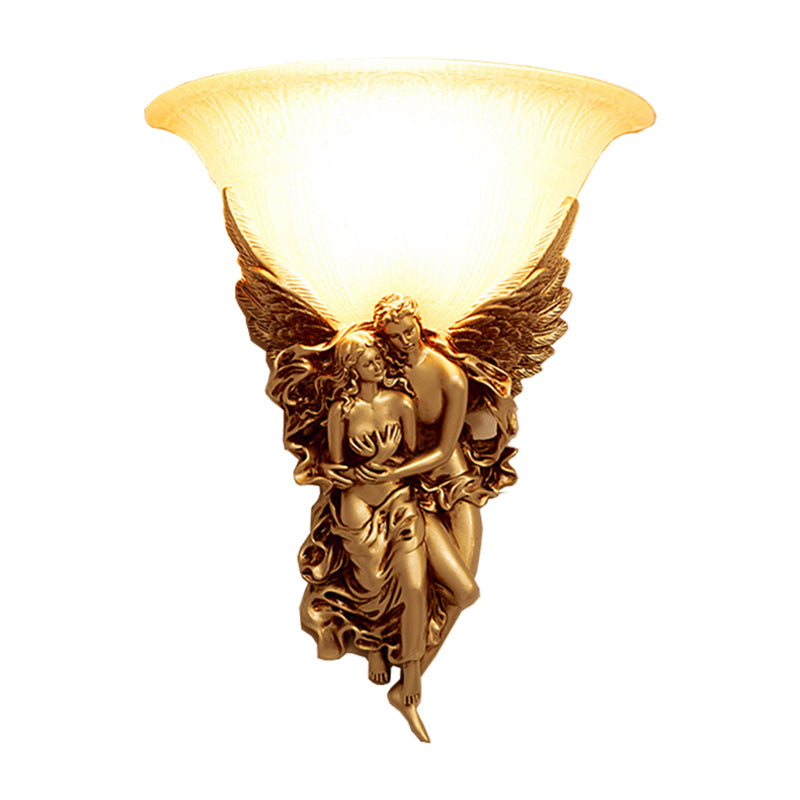 Farmhouse Glass Wall Mounted Sconce Lamp With Gold Angle Decor