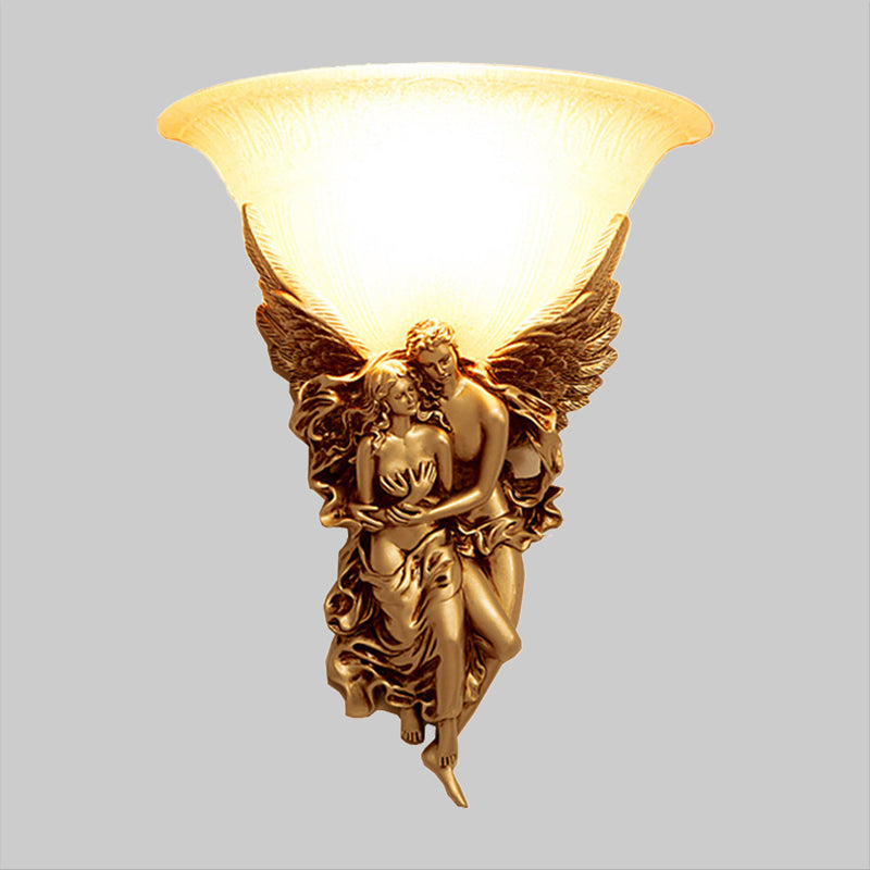 Farmhouse Glass Wall Mounted Sconce Lamp With Gold Angle Decor