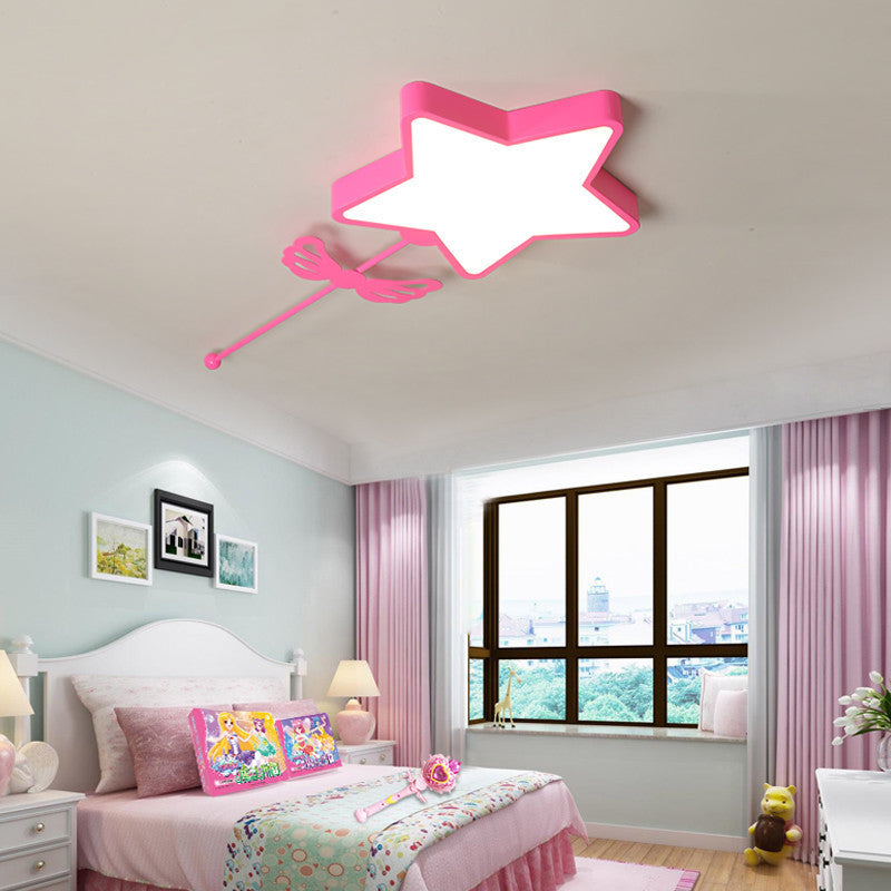 Star Acrylic Ceiling Light For Modern Kid’s Bedroom - Flush Mount Fixture