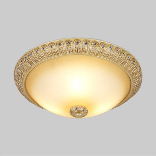 Rustic Frosted Glass Dome Wall Sconce With 3 Bulbs - Gold Lighting Idea 16’/19.5’ Wide