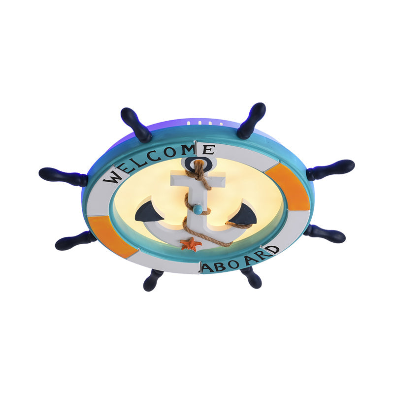 Coastal Led Acrylic Ceiling Flush Lamp In White/Orange/Blue For Bedroom