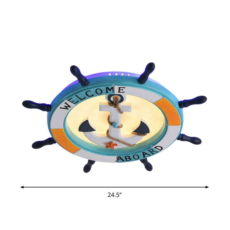 Coastal Led Acrylic Ceiling Flush Lamp In White/Orange/Blue For Bedroom