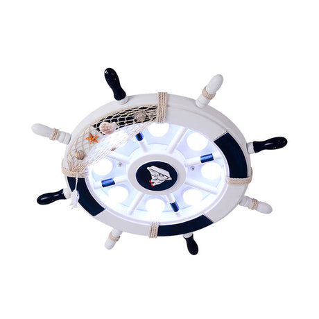 Coastal Led Acrylic Ceiling Flush Lamp In White/Orange/Blue For Bedroom