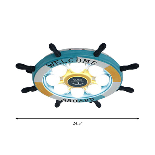 Coastal Led Acrylic Ceiling Flush Lamp In White/Orange/Blue For Bedroom