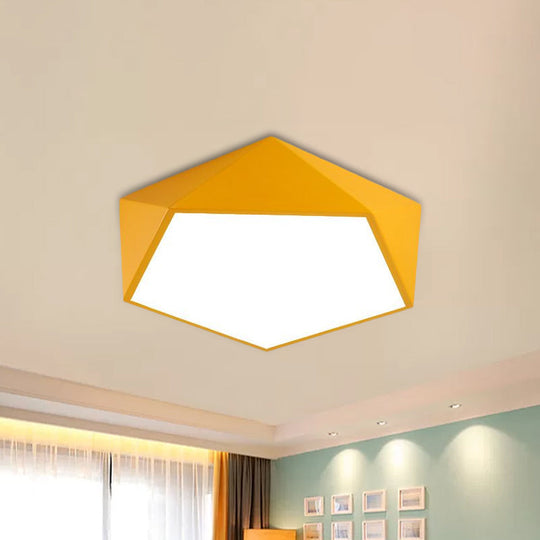 Children’s Pentagon Flushmount Led Ceiling Light Fixture In Red/Yellow/Blue Acrylic
