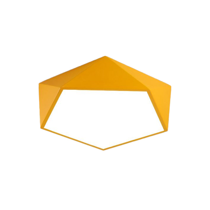 Childrens Pentagon Flushmount Led Ceiling Light Fixture In Red/Yellow/Blue Acrylic