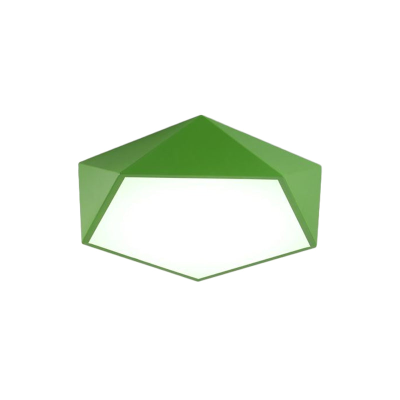 Children’s Pentagon Flushmount Led Ceiling Light Fixture In Red/Yellow/Blue Acrylic