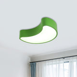 Semi-Moon Led Acrylic Flush Mount Ceiling Fixture For Kids Leisure Area - White/Red/Yellow Lighting