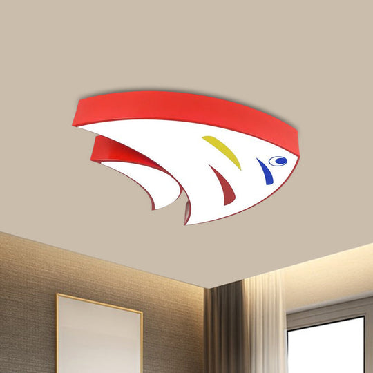 Underwater Adventure Led Flush Mount Lamp - Colorful Acrylic Tropical Fish Design For Children’s
