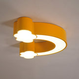 Kids Cartoon Rainbow Led Flushmount Ceiling Light In Yellow/Blue Acrylic - Warm/White Lighting