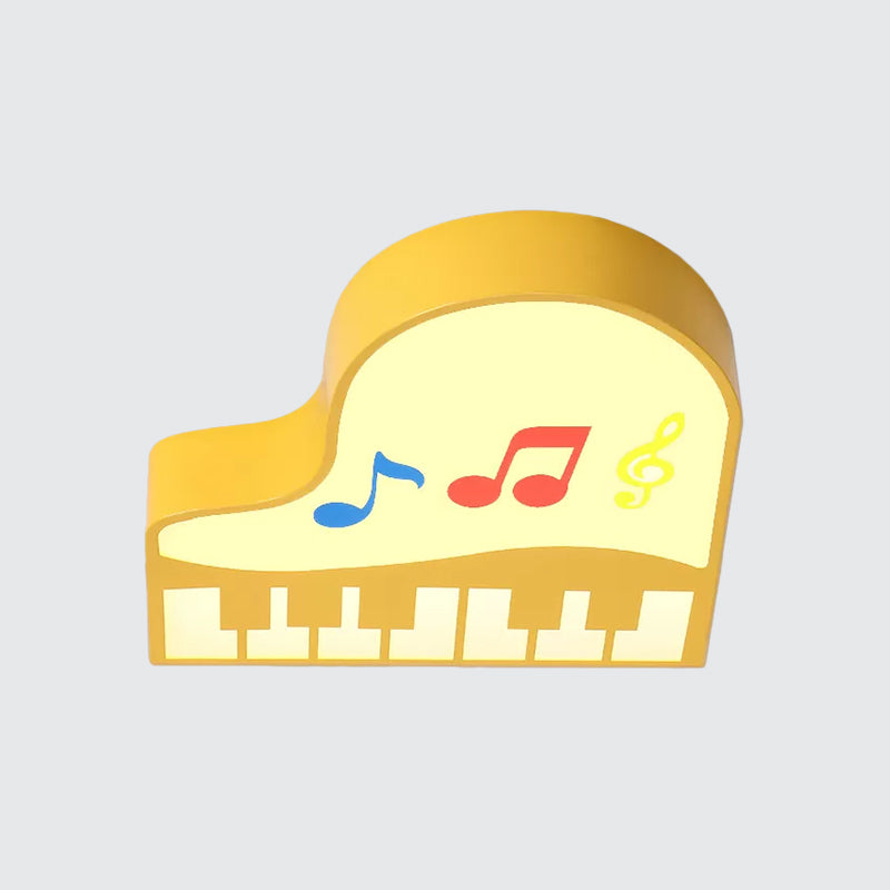 Piano Flush Ceiling Light - Children’s Style Led Acrylic Fixture In Red/Yellow/Pink Warm/White