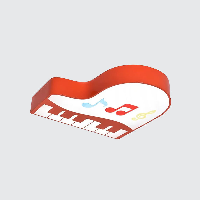 Piano Flush Ceiling Light - Children’s Style Led Acrylic Fixture In Red/Yellow/Pink Warm/White