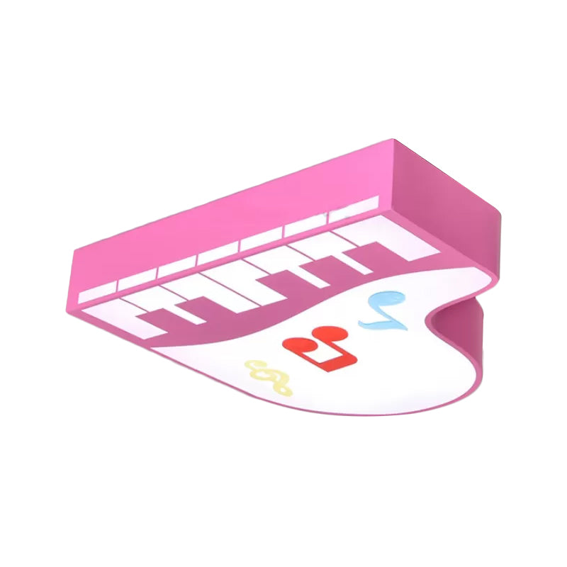 Piano Flush Ceiling Light - Children’s Style Led Acrylic Fixture In Red/Yellow/Pink Warm/White