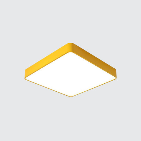 Kids Square Led Flush Light Fixture In Acrylic White/Red/Yellow - Warm/White