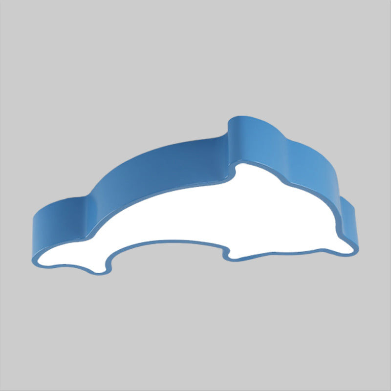 Cartoon Dolphin Led Flushmount Light For Children’s Room - Acrylic Ceiling Mounted Green/Blue/Red