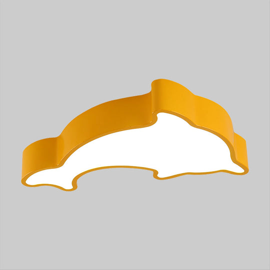 Cartoon Dolphin Led Flushmount Light For Children’s Room - Acrylic Ceiling Mounted Green/Blue/Red