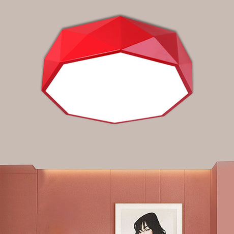 Led Parlor Flush Mount Lighting Fixture - Contemporary Red/Yellow/Green Ceiling With Acrylic Shade