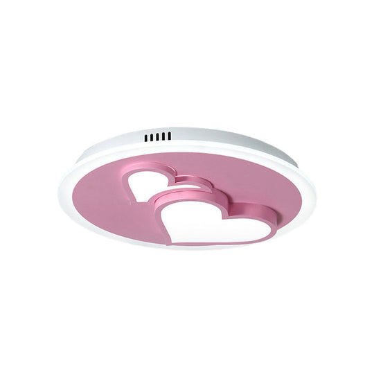 Girls Bedroom Led Heart Flush Ceiling Light In Pink: Acrylic Cartoon Lamp