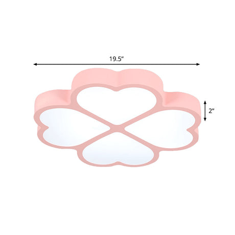 Minimalist Pink Led Ceiling Mount Flush Lamp For Nursery - Clover Light Fixture