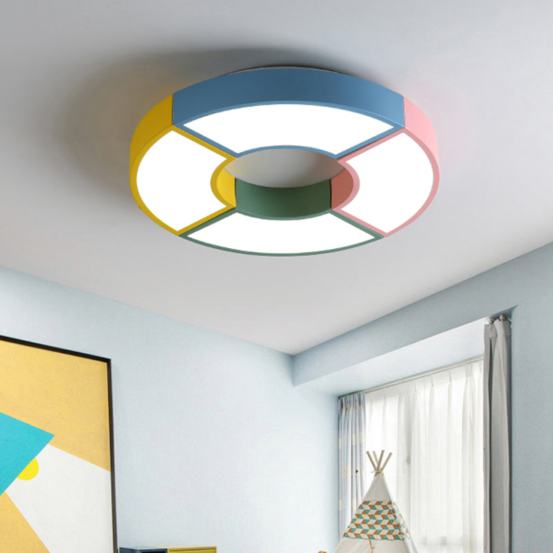 Modern Circular Acrylic Flushmount Ceiling Light With Creative Pink-Yellow Led