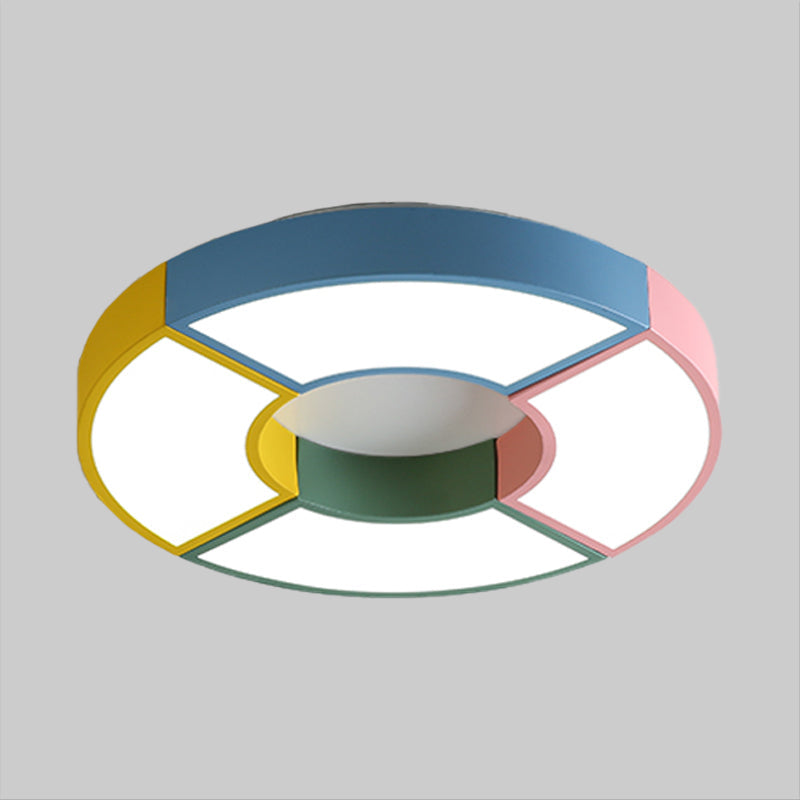 Modern Circular Acrylic Flushmount Ceiling Light With Creative Pink - Yellow Led