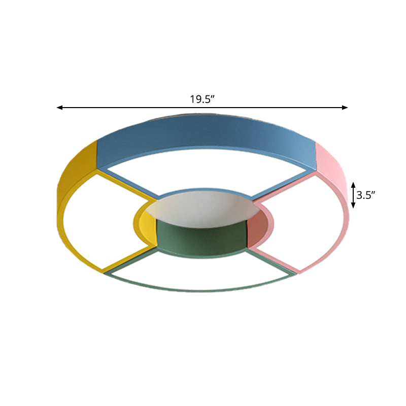 Modern Circular Acrylic Flushmount Ceiling Light With Creative Pink - Yellow Led