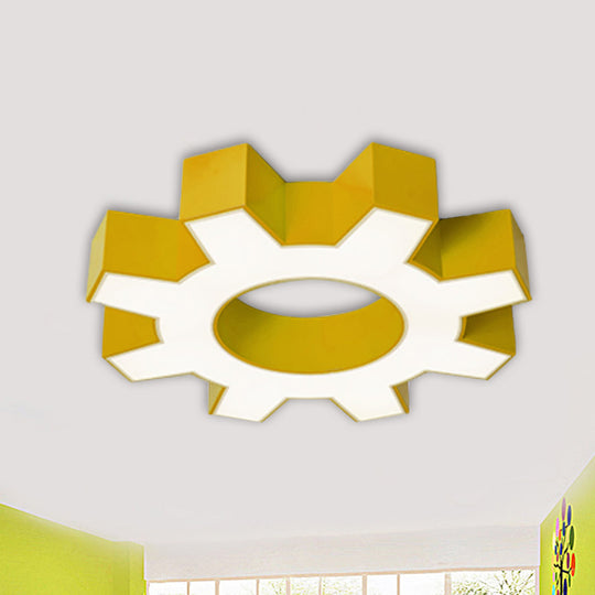 Modern Hollow - Out Gear Acrylic Flush Mount Lamp - Red/Yellow/Green Led Ceiling Light Fixture