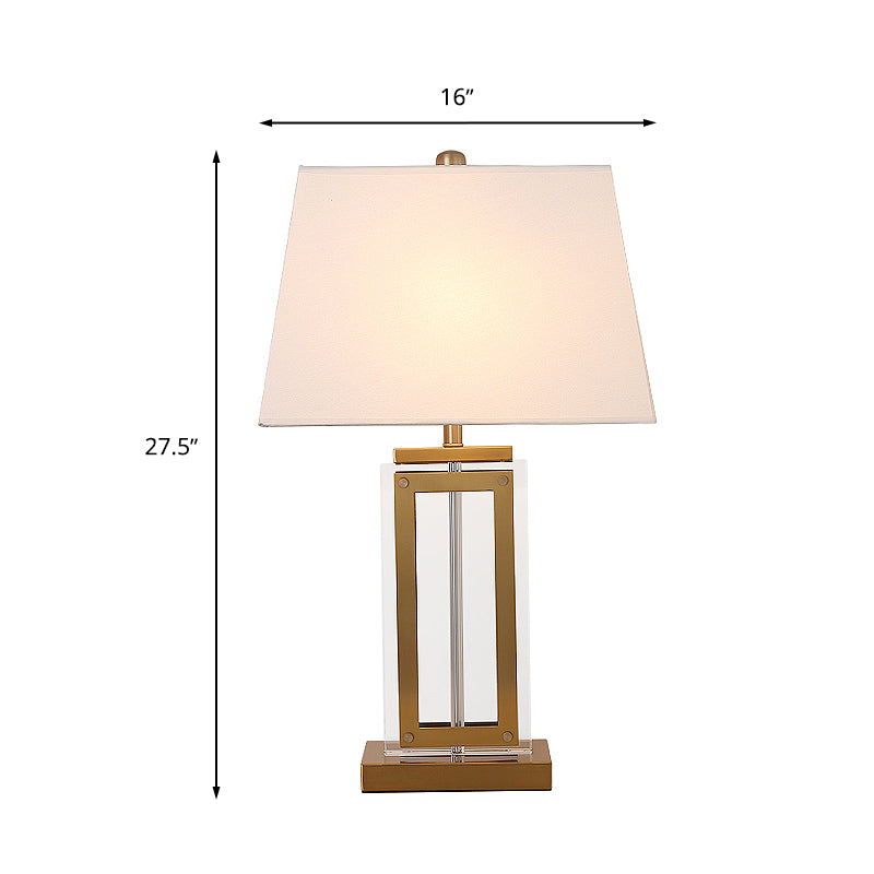 Stella - Minimalist White Fabric Nightstand Lamp With Gold Pedestal