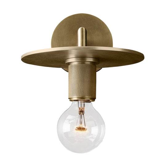 Sleek 1-Bulb Wall Mount Lamp: Minimalistic Exposed Bulb Metal Sconce In Black/Brass/Chrome Finish