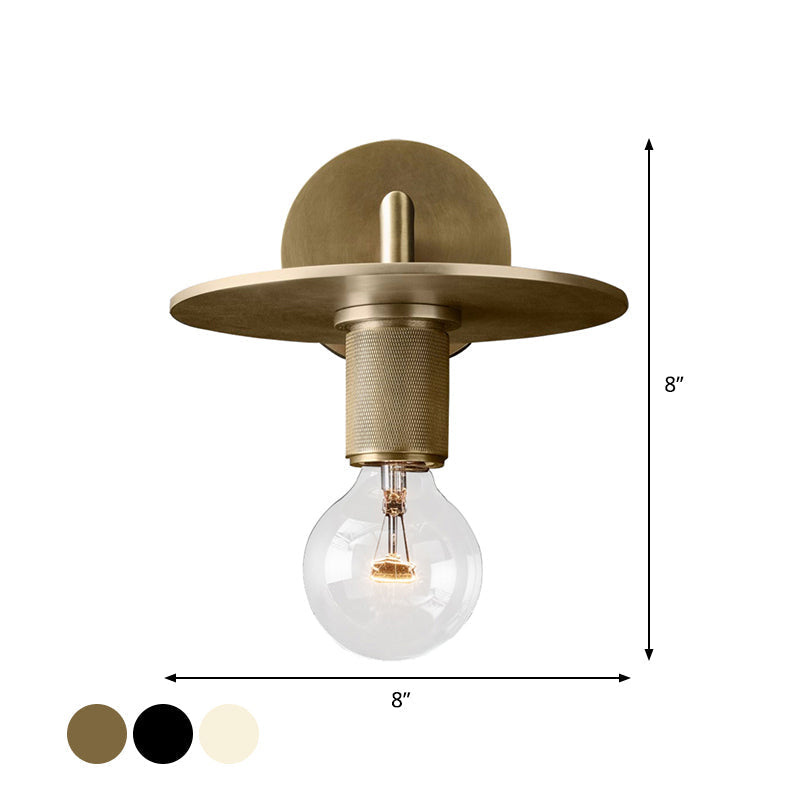 Sleek 1-Bulb Wall Mount Lamp: Minimalistic Exposed Bulb Metal Sconce In Black/Brass/Chrome Finish