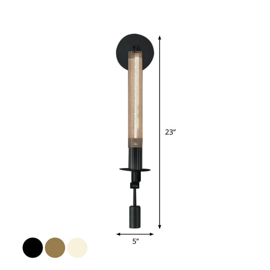 Minimalist Metal Tube Bathroom Wall Mount Light | 1/2-Head Brass/Black/Chrome Sconce Fixture