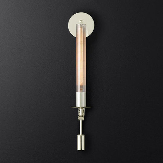 Minimalist Metal Tube Bathroom Wall Mount Light | 1/2-Head Brass/Black/Chrome Sconce Fixture